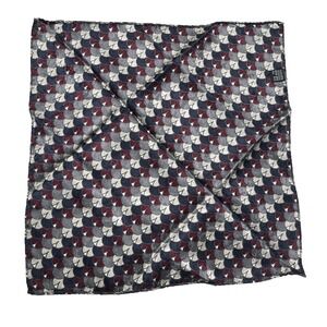 Art Deco Geometric Fan Silk Jacquard Pocket Square Burgundy Navy 12.5x12.5